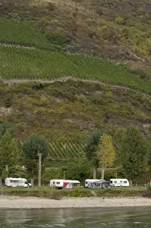Germany, Rhine River. View along the Rhine River near Osterspai (mile marker 575)