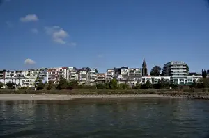 Images Dated 25th September 2009: Germany. Rhine River views of typical riverfront housing in Ensen, mile marker 680