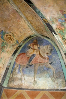 Frescoes Prints: Germany, Rhineland-Palatinate, Braubach, Marksburg Castle. Castle / fortress built in 1117