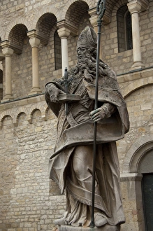 Rhineland Palatinate Prints: Germany, Rhineland Palatinate, Mainz. Statue of St. Bonifafius (675-754) in Cathedral