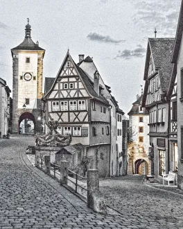 Images Dated 28th April 2015: Germany, Rothenburg ob der Tauber, Ploenlein Triangular Place, Digitally Altered