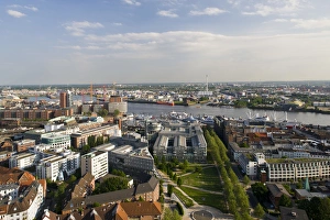 Hamburg Prints: GERMANY, State of Hamburg, Hamburg. Harbor view from St. Michaeliskirche church tower