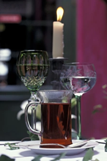 Warnemunde Prints: Germany, Warnemunde. Cafe table