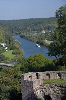 Images Dated 23rd September 2009: Germany, Wertheim. View near confluence of Tauber & Main River from hilltop ruins