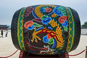 Instrument Prints: Giant colourful drum, Gyeongbokgung palace, Seoul, South Korea