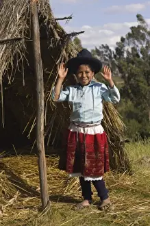 Girl (9 years) in traditional dress, Vicos, Peru. (MR)