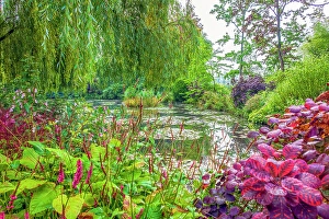 Giverny, France. Landscape view of Claude Monet's Japanese water gardens in the village of Giverny