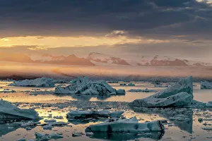 Lagoon Prints: Glacial ice in Jokulsarlon Lagoon in Iceland