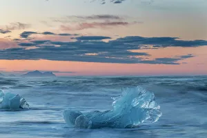 Jokulsarlon Prints: Glacial ice in the surf along the Diamond Beach near Kalfafellsstadur, Iceland