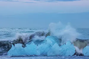 Jokulsarlon Prints: Glacial ice in the surf along the Diamond Beach near Kalfafellsstadur, Iceland
