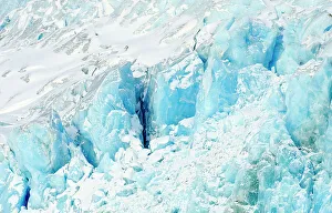 Lonely Prints: Glacier Nordenskioldbreen. Winter landscape on the island Spitsbergen in the Svalbard Archipelago