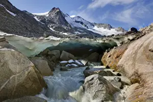 Rising Prints: The glacier snout with ice cave of Viltragenkees in the National Park Hohen Tauern