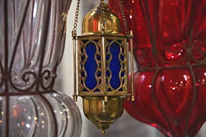Images Dated 27th January 2006: Glass lamp fixtures, Khan el Khalili Bazaar, Cairo, Egypt