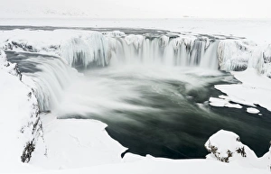 Images Dated 28th February 2015: Godafoss one of the iconic waterfalls of Iceland during winter. europe, northern europe