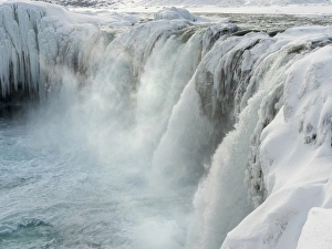 Images Dated 1st March 2015: Godafoss one of the iconic waterfalls of Iceland during winter. europe, northern europe