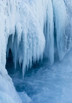 Images Dated 1st March 2015: Godafoss one of the iconic waterfalls of Iceland during winter. europe, northern europe