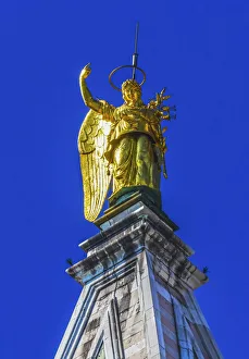 Golden Prints: Golden Archangel Gabriel Statue Campanile Bell Tower, Piazza San Marco