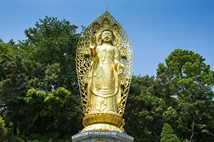 Images Dated 21st May 2011: Golden buddha in the Unesco world heritage sight the fortress of Suwon, South Korea