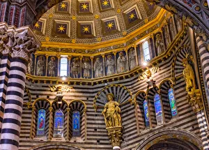 Prints of Golden dome, Siena, Italy. Cathedral completed from 1215 to 1263 Images Dated 2019 January: Golden dome, Siena, Italy. Cathedral completed from 1215 to 1263