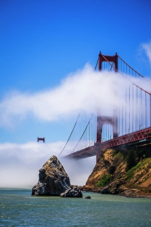 Prints of The Golden Gate Bridge surrounded by fog, San Francisco, California, USA Images Dated 2024 October: The Golden Gate Bridge surrounded by fog, San Francisco, California, USA