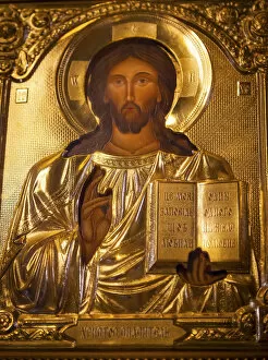 Ukraine Collection: Golden Jesus Icon Basilica Saint Michael Monastery Cathedral Kiev Ukraine