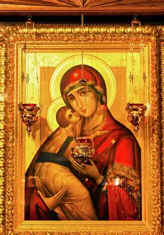 Basilica Prints: Golden Saint Barbara Icon Basilica Saint Michael Monastery Cathedral Kiev Ukraine