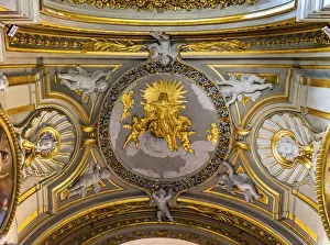 Ceiling Prints: Golden Virgin Mary Angels Statues Ceiling Basilica Santa Maria in Traspontina Church