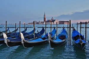 Gondolas along the Grand Canal, Venice Italy