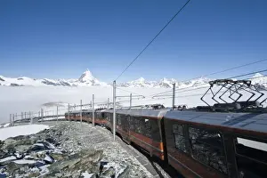 Images Dated 22nd June 2010: Gornergrat Peak, Switzerland. Matterhorn and Gornergrat cog wheel railway