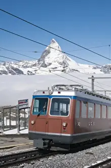 Images Dated 22nd June 2010: Gornergrat Peak, Switzerland. Matterhorn and Gornergrat cog wheel railway