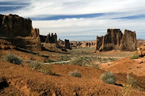Three Gossips and Courthouse Towers from La Sal mountain viewpoint, Arches National Park