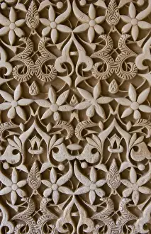 Granada Prints: Granada Spain Alhambra Gardens of the Generalife close up detail of architecture in Nasrid Palace