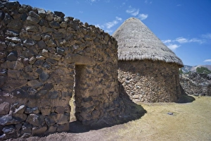 Granary Prints: Granary at archeological site of Inca city, at Raqchi, Cusco, Peru