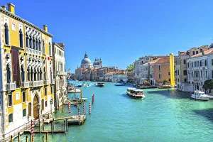 Grand Canal Santa Maria della Salute Church from Ponte Academia Bridge, Venice, Italy