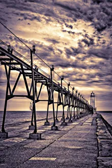 Black And White Prints: Grand Haven lighthouse and pier, Grand Haven, Michigan