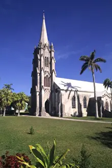 Hamilton Prints: Graphic angle of famous St Marks Anglican Church in Hamilton Bermuda
