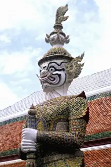 Grand Palace Prints: Graphic close-up of statue at Emerald Palace in Grand Palace in Bangkok Thailand