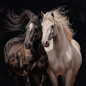 Prints of Graphic of two horses. (AI Generated) Images Dated 2024 December: Graphic of two horses. (AI Generated)