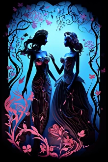 AI Generated Image Prints: Graphic of two women. ©Jim Zuckerman / Jaynes Gallery / DanitaDelimont.com