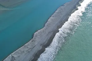 Gravel bar at mouth of Rakaia River, Mid Canterbury, South Island, New Zealand