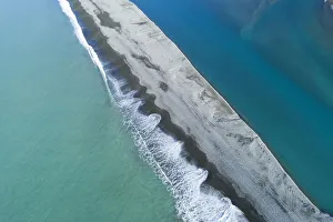Gravel bar at mouth of Rakaia River, Mid Canterbury, South Island, New Zealand