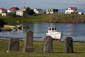Terrain Prints: Gravestones at cove landing at fishing village near Stykkisholmur in Western Iceland