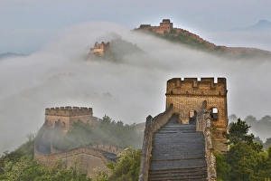 Great Wall Prints: The Great Wall of China Foggy Morning Jinshanling, China