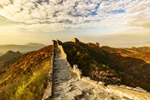 View From Above Prints: Great Wall of China and Jinshanling Mountains at sunrise, Jinshanling, China