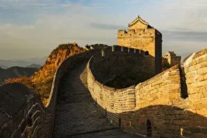 Great Wall of China and Jinshanling Mountains at sunrise, Jinshanling, China
