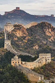 Images Dated 24th October 2015: Great Wall of China and Jinshanling Mountains at sunrise, Jinshanling, China