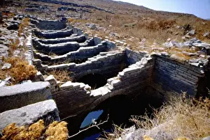 Aqueduct Prints: Greece, Aegean Sea, Delos. Greco-Roman water system or aqueduct ruins