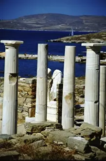 Delos Prints: Greece, Aegean Sea, Delos. Sacred Harbor area with column ruins
