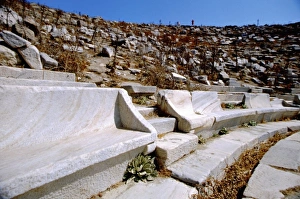 Greece, Aegean Sea, Delos, Theatre District. Theatre ruins