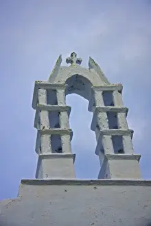 Greek Orthodox Prints: Greece, Amorgos, Chora. Steeple of a Greek Orthodox church